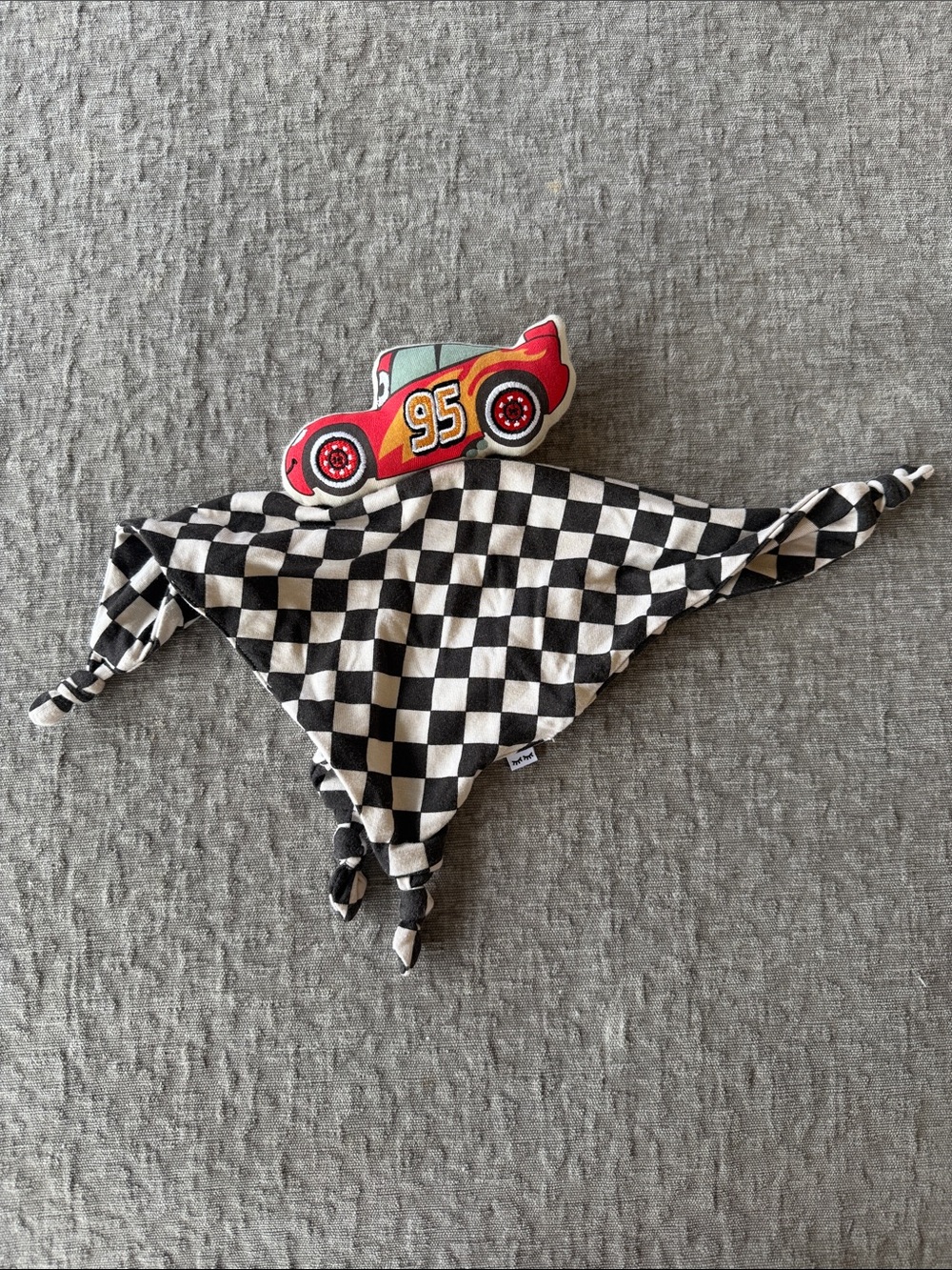 Little Sleepies Lightening McQueen Black and White Checkered Lovey Plush
